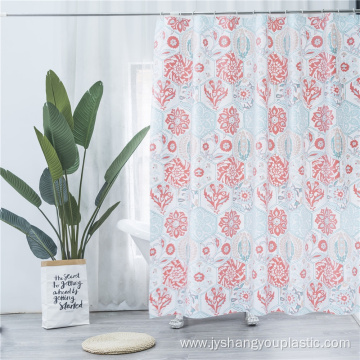 PEVA custom printing flower design shower curtain